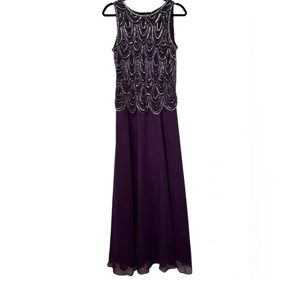 J Kara sleeveless beaded dress with matching scarf & sheer bolero cover up - Picture 8 of 12